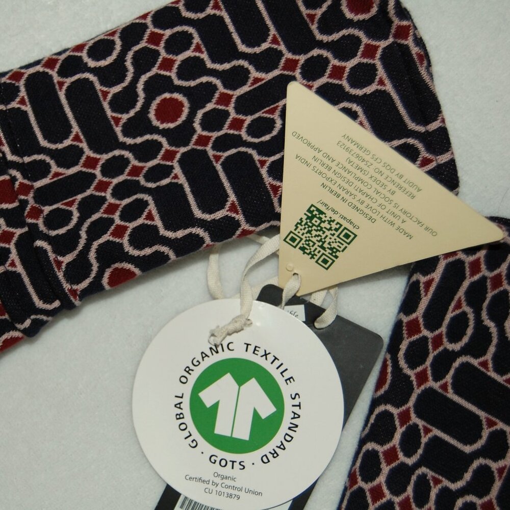 Chapati Berlin, Organic Cotton Velvet Fingerless Gloves, Reversible, Women OS - Picture 5 of 9